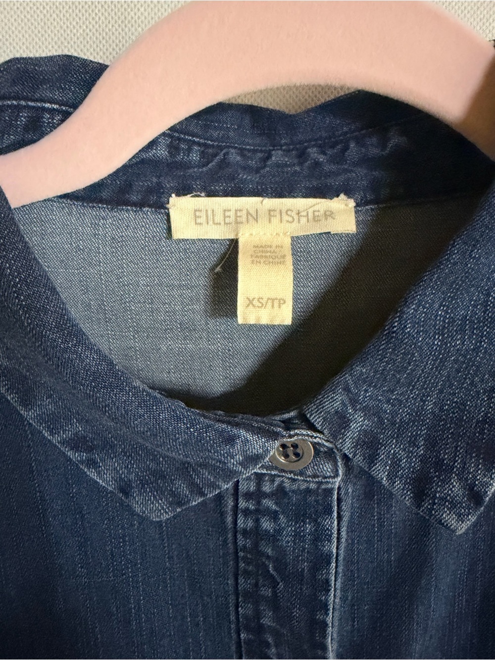 Eileen Fisher Two Tone Denim Button Down Shirt XS/TP NWOT - Picture 4 of 5
